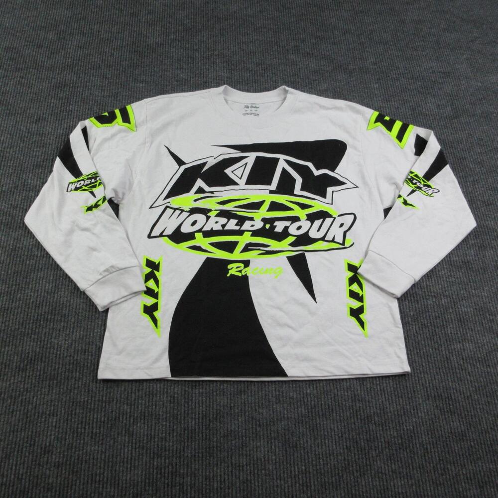 KIY World Tour Racing Shirt Mens Large White Long Sleeve Kiy Studios Graphic Tee